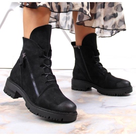 Bottes noires pour femmes avec une fermeture éclair, Potocki le noir 1