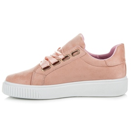 Ideal Shoes Baskets attachées avec un ruban rose 3