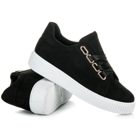 Ideal Shoes Baskets attachées avec un ruban le noir 3
