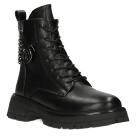 Bottes pour femmes avec une épingle de sécurité et Filippo DBT4059 Black Chain le noir 1