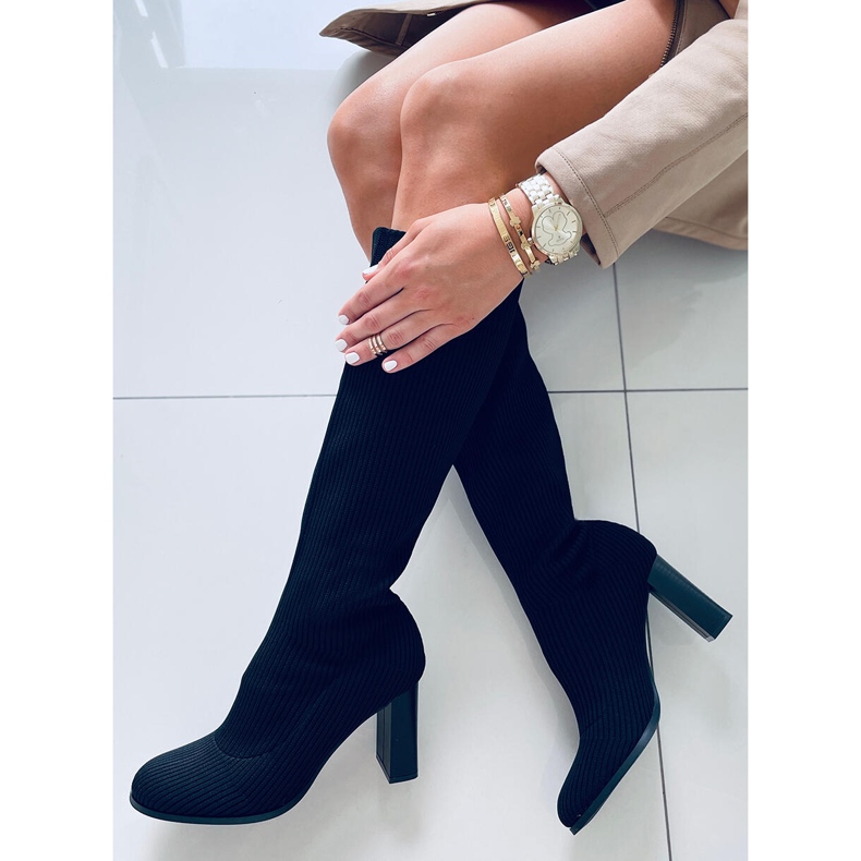 Claudia Bottines chaussettes noires à talons hauts le noir 2