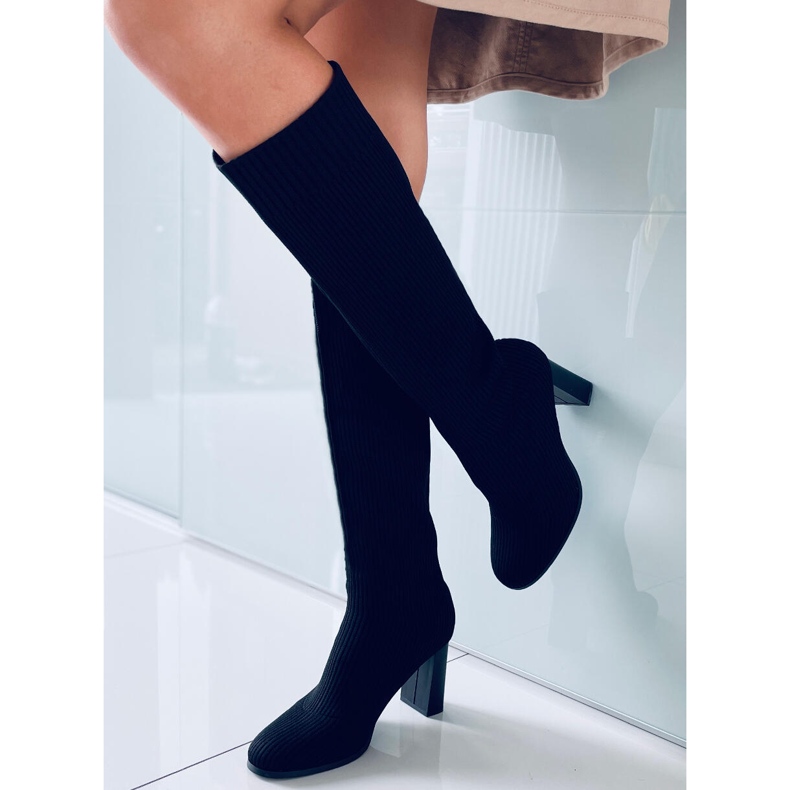 Claudia Bottines chaussettes noires à talons hauts le noir 1