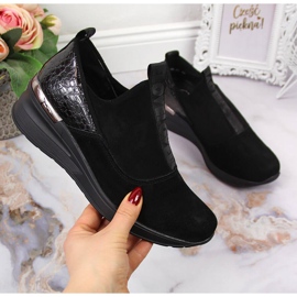 Chaussures femme en cuir à talon compensé, noir Filippo 1