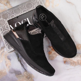 Chaussures femme en cuir à talon compensé, noir Filippo le noir 3