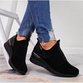 Chaussures femme en cuir à talon compensé, noir Filippo le noir 4