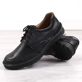 Chaussures en cuir noir pour hommes Łukbut 947 le noir 3