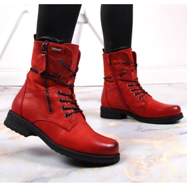 Chaussures à lacets pour femmes avec une fermeture éclair en rouge Jezzi 2