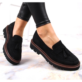 Mocassins femme en daim noir à franges Vinceza le noir 5