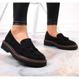 Mocassins femme en daim noir à franges Vinceza le noir 6