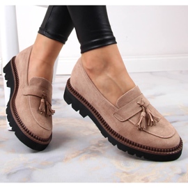 Mocassins femme en daim à franges Vinceza beiges 5