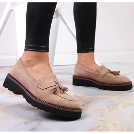 Mocassins femme en daim à franges Vinceza beiges 6