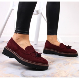 Mocassins femme en daim à franges Vinceza bordeaux rouge 5