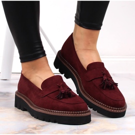 Mocassins femme en daim à franges Vinceza bordeaux rouge 6