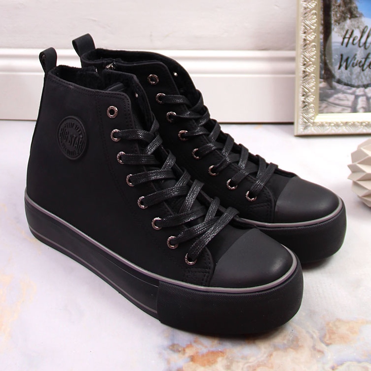 Baskets montantes isolées noires pour femme Big Star KK274173 le noir 1 Baskets montantes isolées noires pour femme Big Star KK274173 le noir 1