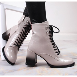 S.Barski Bottines laquées sur tige, gris chaud S. Barski 1