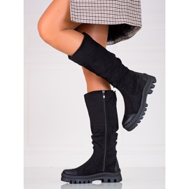 Bottes Vinceza en daim pour femmes sur une plate-forme épaisse noir le noir 2