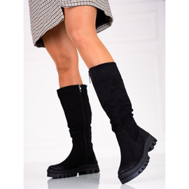 Bottes Vinceza en daim pour femmes sur une plate-forme épaisse noir le noir 1