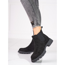 Chelsea boots femme en daim à talons plats Shelovet noir le noir 2
