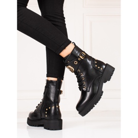 Travailleurs à lacets pour femmes Shelovet avec accessoires dorés le noir 1 Travailleurs à lacets pour femmes Shelovet avec accessoires dorés le noir 1