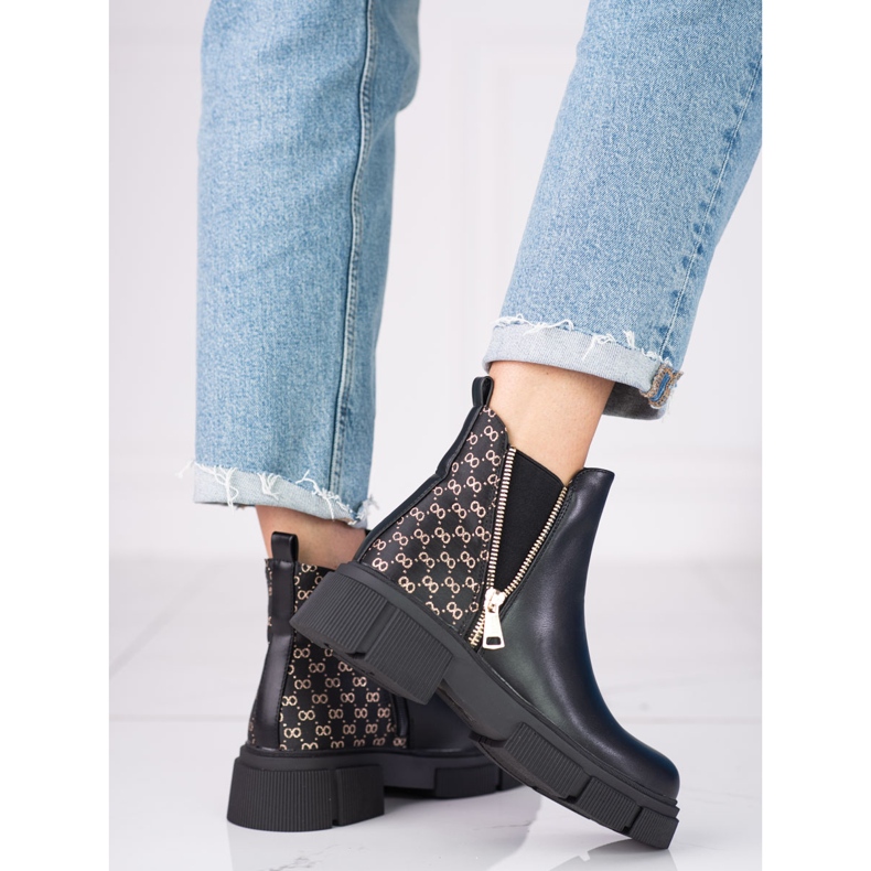 Bottes Chelsea noires pour dames sur la plateforme Shelovet le noir 1