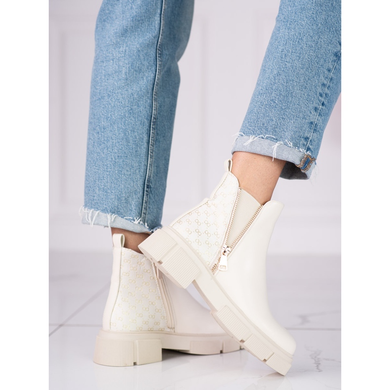 Bottes Chelsea beiges pour dames sur la plateforme Shelovet 1