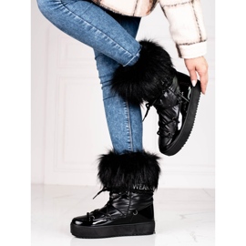 Bottes de neige pour femmes noires avec fourrure Shelovet 1