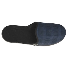 Befado Béfado Men's Slippers PU 089M414 Navy Blue Bookered Checkered bleu 2