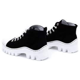 Polbut Bottines femme en cuir D1 noir perle blanche 4