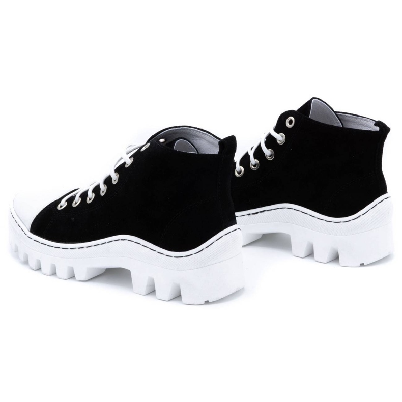 Polbut Bottines femme en cuir D1 noir perle blanc 4