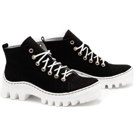 Polbut Bottines femme en cuir D1 noir perle blanc 1