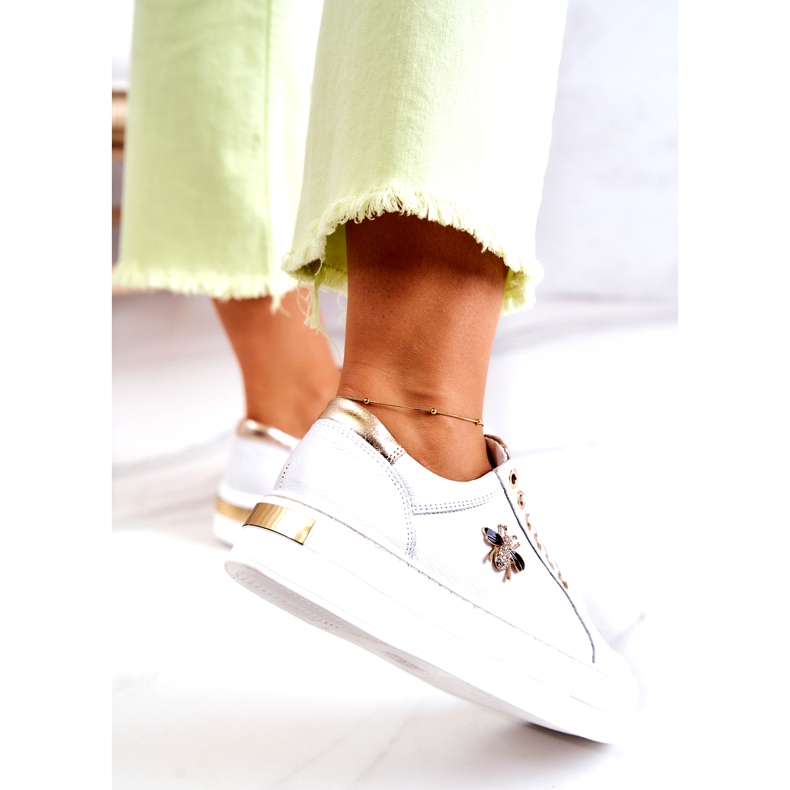 Chaussures de sport en cuir pour femmes sur la plate-forme Filipczyk avec des zircons blancs 4