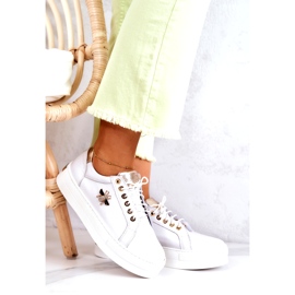 Chaussures de sport en cuir pour femmes sur la plate-forme Filipczyk avec des zircons blancs blanche 2