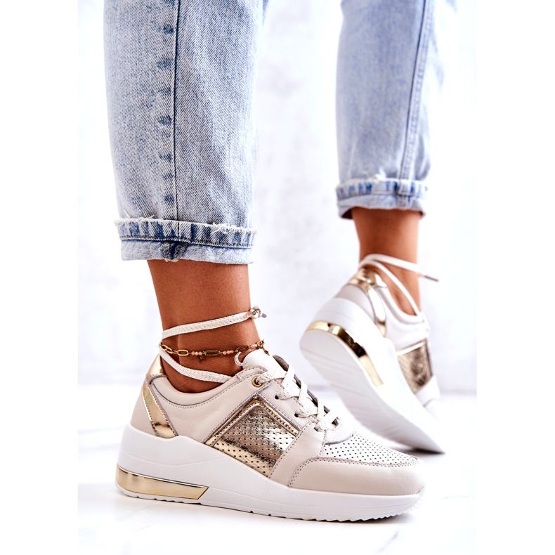 S.Barski Chaussures de sport en cuir pour femmes sur un coin beige Larson 3 S.Barski Chaussures de sport en cuir pour femmes sur un coin beige Larson 3