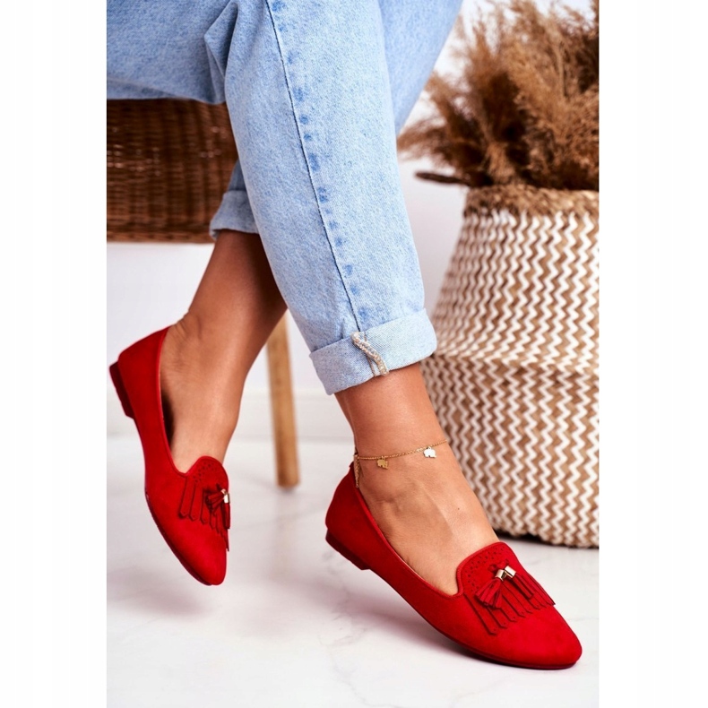 BUGO Mocassins Femme Red Lords Franges Therese rouge 2