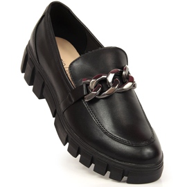 Mocassins pour femmes sur une plate-forme avec une chaîne noire Sergio Leone le noir 1