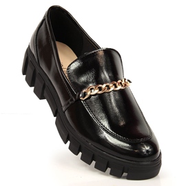Mocassins laqués noirs avec chaîne pour femme de Sergio Leone 1