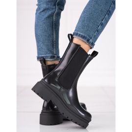 Bottines Chelsea hautes pour femme sur plateforme épaisse Shelovet noir le noir 1