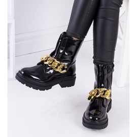 BM Bottines noires feuille d'or le noir 2