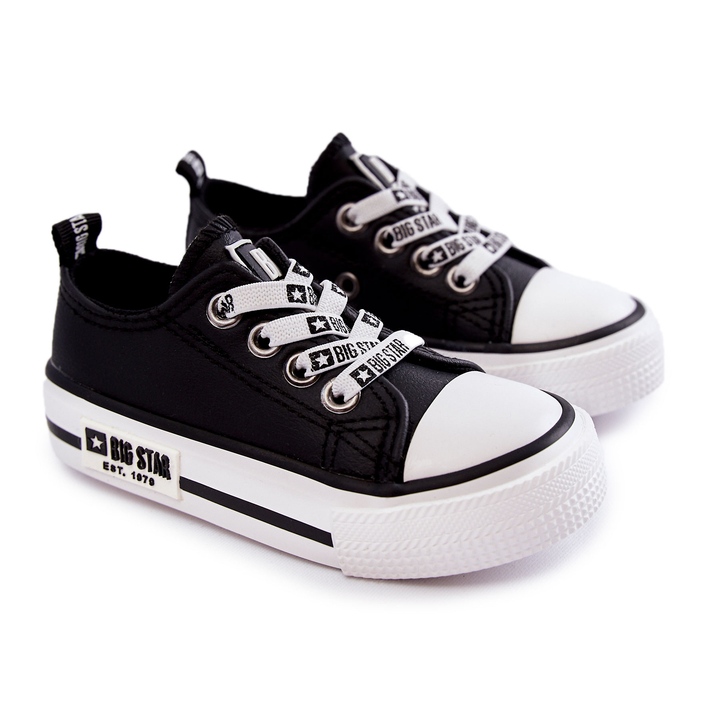 Baskets en cuir pour enfants Big Star KK374043 Noir-Blanc 2