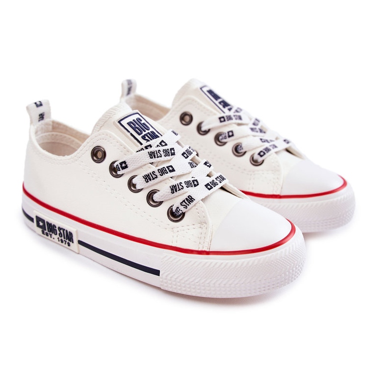 Baskets en cuir pour enfants Big Star KK374038 Blanc blanche 1