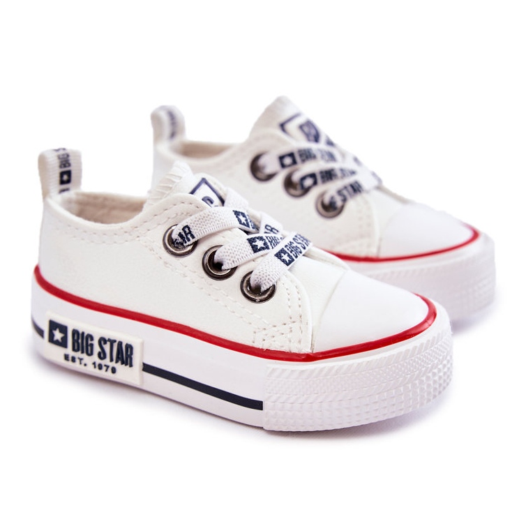 Baskets en cuir pour enfants Big Star KK374040 Blanc blanche 1
