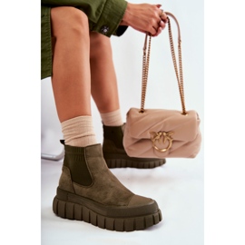 FB2 Bottes à enfiler à la mode sur la plate-forme verte Jenna brun 1