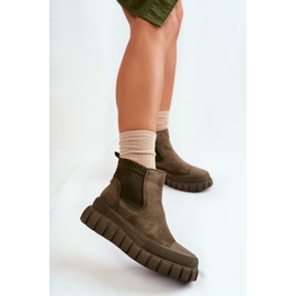 FB2 Bottes à enfiler à la mode sur la plate-forme verte Jenna brun 2