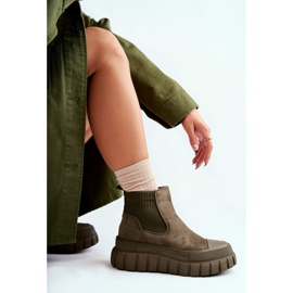 FB2 Bottes à enfiler à la mode sur la plate-forme verte Jenna brun 5