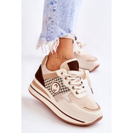 FB2 Chaussures Sport Femme Tendance Sur Compensée Beige-Marron Aronne brun 1