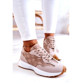 Chaussures de sport liées aux femmes beige 2