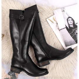 Bottes femme en cuir Dolce Pietro noir le noir 1