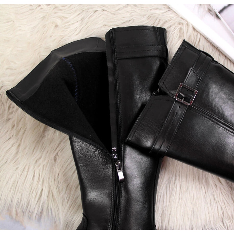 Bottes femme en cuir Dolce Pietro noir 2