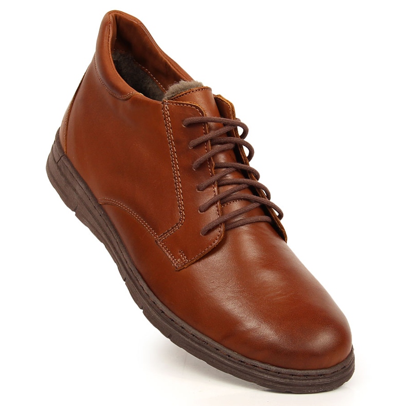 Chaussures en cuir confortables pour hommes, marron Łukbut 1816 brun 1