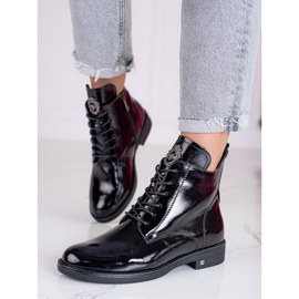 W. Potocki Bottines élégantes laquées Potocki pour femmes avec laçage le noir 2